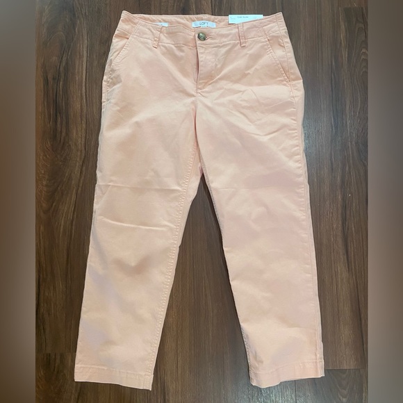 Loft, size 6 petite orange/peach crop pant - Picture 2 of 5